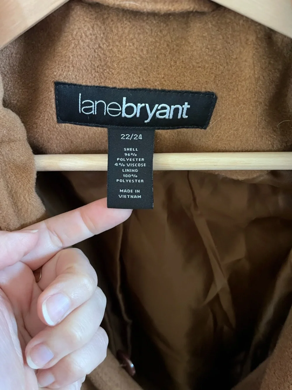 Lane Bryant Camel Brown Shawl Collar‎ Belted Wool Blend Coat Womens Plus 22/24